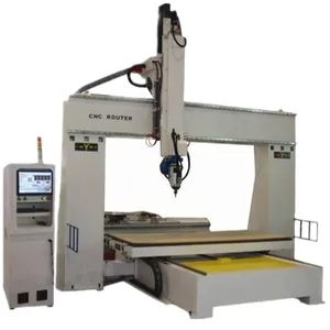 Heavy Duty High Precision Automatic Woodworking 360 degree 5 Axis 3d photo carving CNC Router with Italy 2 axis rotary motor