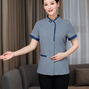 Uniforme de personal de limpieza para mujer, Túnica de trabajo con doble botonadura para hoteles, hospitales, spas de belleza, uniformes de sirvienta para mujer - Product Image 3