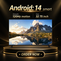Smart TV LED Android 14 2K 4K 120Hz Pantalla Ancha de 32 Pulgadas Negra para Entretenimiento en el Hogar
