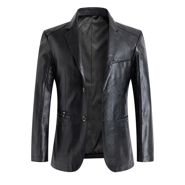 QX43 yeni marka Blazers erkekler bahar sonbahar Slim Fit uzun kollu erkek gömlek takım ceketler moda deri Blazer erkekler ceket, terno masculino