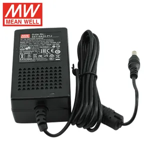 Meanwell AC/DC Switch Power Adaptor GST18A24-P1J 18W 24V 0.75A Desktop Industrial Power Supply