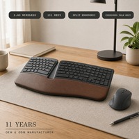 Clavier et souris ergonomiques séparés sans fil avec repose-poignets rembourré, récepteur USB 2.4G pour ordinateur de bureau, ordinateur portable