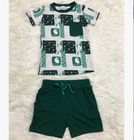 Setelan Baju Anak Laki-laki Berkualitas Baik RTS Blind Box, Bahan Bambu, Dua Potong, Lengan Pendek dan Celana Pendek, Setelan Blind Box Anak