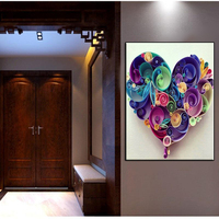 Usine personnalisée le papier coloré fleur amour coeur 5d bricolage ab diamant peinture intérieur maison mur décor moderne pleine perceuse peinture