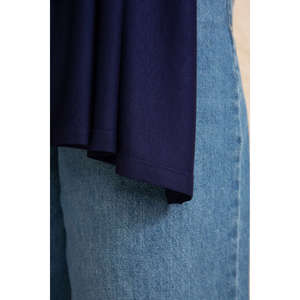 Bufanda de Algodón Azul Marino Unisex, Tejido Jersey Transpirable, Bufandas Étnicas, Chal - Product Image 1