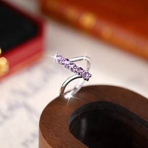 9 Élégantes bagues statement en argent 925 avec 5 pierres naturelles, pierres précieuses colorées, bijoux minimalistes plaqués or blanc - Product Image 5