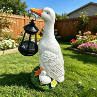 Lampes solaires étanches IP65 en forme de canard, mignonnes sculptures d'oiseaux en polyrésine pour la décoration extérieure de patio, jardin et allée