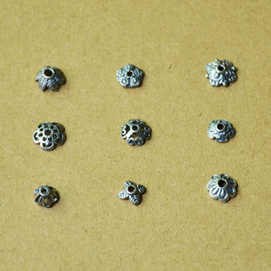 Separadores de cuentas plateados con forma de flor para la fabricación de pulseras, accesorios de joyería chapados Z074 - Product Image 1