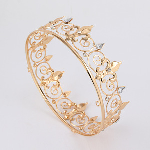 Tiara de Filigrana Dorada al por Mayor - Tocado de Flor de Lis con Diamantes de Imitación <span class=keywords><strong>para</strong></span> Novia, Boda, Baile de Graduación, Concurso, Fiesta, Disfraz, Cabello - Product Image 3