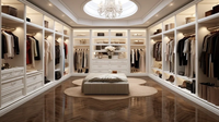 Garde-robes de chambre à coucher PRIMA modernes en forme de U personnalisées en verre de grain de bois