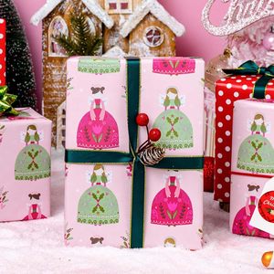Pink Christmas Wrapping Paper Roll 17in x 33ft Double Sided Eco Friendly Gift Wrap For Baby Shower Birthday Craft - Product Image 3