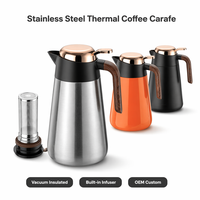Carafe à café isotherme en acier inoxydable à double paroi, théière thermique avec infuseur à thé intégré pour garder au chaud et au froid