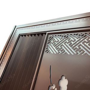 Diseño moderno de puerta principal 2025 Puerta de entrada de aleación de aluminio Puerta de entrada decorativa de seguridad para el hogar Puerta de metal Doble - Product Image 6