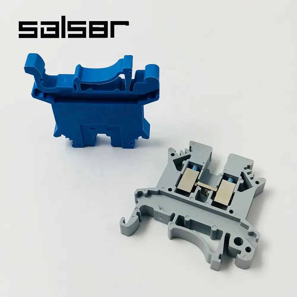 Клеммные колодки UK-2.5B универсальный DIN рейка крепление наконечник пластина ряд проводки подключения медными вставками синий/серый 2.5mm2