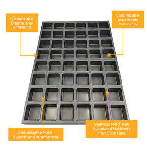 Bandeja para Hornear de Acero Aluminizado Antiadherente para Panadería Industrial, con 48 Moldes Cuadrados para Cupcakes y Muffins - Product Image 3