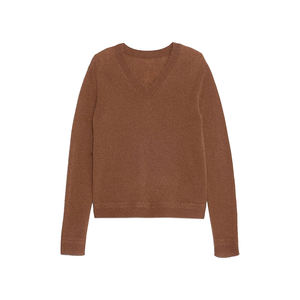 Suéter de Mujer con Cuello en V, Estilo Casual Chic, Tejido de Punto Plano, Silueta Relajada, Color Sólido, Ideal para Fin de Semana - Product Image 1