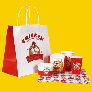 Cajas de Cartón Blancas Biodegradables y Ecológicas para Comida Rápida, Resistentes al Agua, con Asa, para Papas Fritas, <span class=keywords><strong>Pollo</strong></span> Frito y Hamburguesas - Product Image 4