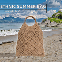 Sac à main d'été pour femmes, nouveau style ethnique, sac de plage en coton personnalisé avec deux sangles, fermeture à glissière, motif de fil, sac à main pour femmes
