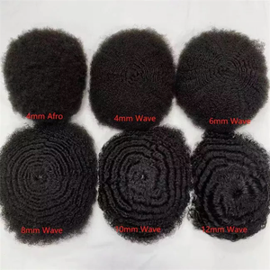 Système capillaire de remplacement pour hommes afro-américains, 4mm, en PU intégral, à boucles en V injectées, peau ultra-fine, toupet à ondulations afro, <span class=keywords><strong>cheveux</strong></span> Remy - Product Image 5