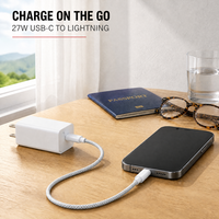 Kabel USB C-L 27W PD Desain Kepang Paduan Aluminium Kompatibel untuk Laptop Monitor Ponsel