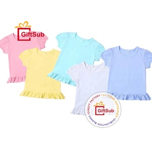 Maglietta per Bambina con Maniche a Sbuffo in Poliestere 100% per Sublimazione, Abbigliamento per Bambini OEM, <span class=keywords><strong>T</strong></span>-<span class=keywords><strong>shirt</strong></span> per Bambine - Product Image 6