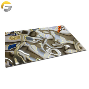 Lámina de Acero Inoxidable con Acabado Pulido Espejo y Relieve de Ondas de Agua, Suministro de Fábrica V157, para Revestimiento de Paneles de Pared Interiores de Hoteles - Product Image 3