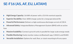 แบตเตอรี่ลิเธียมไอรอนฟอสเฟต Deye SE F16 C 16kWh รับประกัน 10 ปี จัดส่งรวดเร็ว - Product Image 2