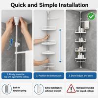 Étagère de rangement télescopique d'angle à 4 niveaux réglable sur pied pour salle de bain et toilettes