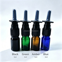 Flacon pulvérisateur nasal en verre vide de 10 ml, noir, ambre, bleu, rechargeable, atomiseur de nez, flacon pompe pour emballage médical - Vente en gros