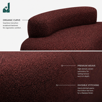 Ensemble de canapés de bureau modulaires incurvés de luxe, modernes, italiens, écologiques et durables, en tissu texturé bordeaux avec éponge haute densité