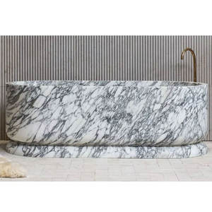 Tostone Arabescato Wit Marmer Ovale Vrijstaande Natuurstenen Badkuip Voor Thuis Villa Luxe Badkuip Wasruimte Decoratie - Product Image 1
