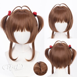 วิกผมคอสเพลย์ ND ซากุระ คิโนโมโตะ แบบทำด้วยเครื่อง ความหนาแน่น 130% เส้นใยทนความร้อนสูง สีน้ำตาลอ่อน พร้อมตาข่ายคลุมผมสีชมพู - Product Image 1