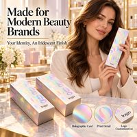 Boîte en carton cosmétique en gros avec logo holographique et impression personnalisée, conçue pour les commandes d'approvisionnement de produits de beauté en marque blanche