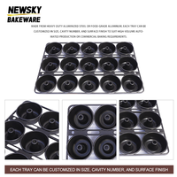 Plaque de cuisson professionnelle pour beignets, 15 moules, 400x600x45 mm, en acier alu, revêtement silicone, pour four de boulangerie
