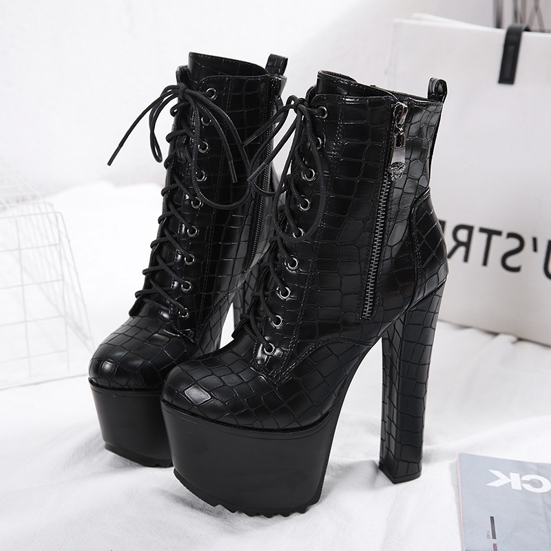lace up front heeled boots