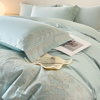 Ensemble de literie de luxe de haute qualité en coton pur tricoté 300 fils, style européen et américain, comprenant une housse de couette et un drap.
