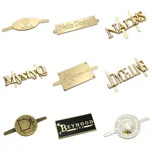 Custom Metal Clothing Logos Labels Name Tag Garment Accessories Sewing Metal Garment Label Plate Tags For Clothing Swimwear