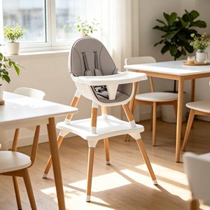 Chaise haute bébé moderne 2-en-1 réglable avec plateau amovible pour la vente en gros - Product Image 2