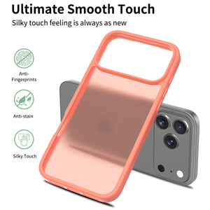 Sang Trọng Màu Cam 2.0 Mm Cảm Giác Da Điện Thoại Di Động Trường Hợp Đối Với <span class=keywords><strong>iPhone</strong></span> 17 Pro Max Mờ Chống Sốc Điện Thoại Di Động Trường Hợp - Product Image 3