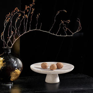 Plateau <span class=keywords><strong>en</strong></span> marbre de style français Wabi-sabi, plateau à fruits sur pied, décoration <span class=keywords><strong>en</strong></span> travertin Huang, ornement de restaurant - Product Image 4