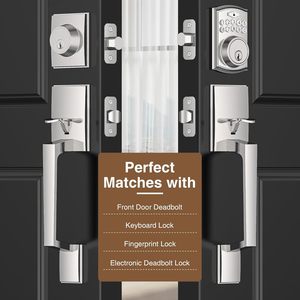 Manija de Puerta Exterior Moderna, Acabado Níquel Satinado, de Zinc, Reversible, para Puerta de Entrada, Fácil Instalación - Product Image 2