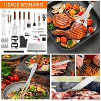 Ensemble de couverts de barbecue en acier inoxydable de 38 pièces, portable, pour le camping en plein air, accessoires de barbecue avec étui en aluminium