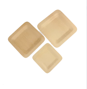 Petites assiettes en bambou jetables écologiques de haute qualité ensembles de vaisselle carrés et ronds biodégradables pour les fêtes - Product Image 1
