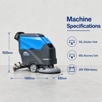 Autolaveuse autotractée à batterie avec brosse, machine de nettoyage industrielle et commerciale pour entrepôt