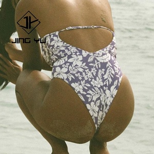 Nouveau maillot de bain une pièce pour femme, imprimé plage, à bretelles creuses, en tissu polyester personnalisé et écologique - Product Image 3