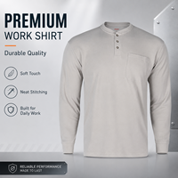 Chemise Henley à manches longues pour homme, avec poche, respirante, durable, antibactérienne, décontractée, uniforme de travail, couleur unie, Spandex/Nylon