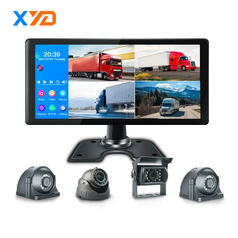 Yeni araba dvr'ı 4ch kamera Lens 10.36 inç Dashboard taksi kamyon için dikiz aynası 720p sürücü Video kaydedici Dash kamera lojistik