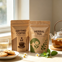 Sachet Doypack Personnalisé en Papier Kraft Imprimé, Qualité Alimentaire, Refermable avec Fermeture Éclair, pour Café Moulu, Tisanes, Fruits Séchés