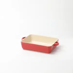 High Quality Cheap Bakeware Red Ceramic Baking Dish Rectangular Casserole Dish Lasagna Pan Baking Tray