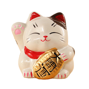 Décoration d'intérieur en céramique Art Déco, <span class=keywords><strong>Maneki</strong></span> <span class=keywords><strong>Neko</strong></span> mignon peint à la main, porte-bonheur - Product Image 2